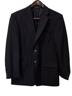 Statements @ BT Men’s Blazer 40R Black Wool Blend Crest Buttons Sport Coat